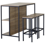 Σετ Τραπέζι Μπαρ Bailon Pakoworld με Ράφια σε oak Απόχρωση με Μαύρο Μέταλλο 100x60x95εκ