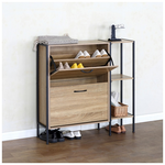 Παπουτσοθήκη Karleva Pakoworld 12 Θέσεων σε oak Απόχρωση με Μαύρο Μέταλλο 88x24x87εκ