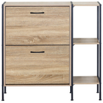 Παπουτσοθήκη Karleva Pakoworld 12 Θέσεων σε oak Απόχρωση με Μαύρο Μέταλλο 88x24x87εκ