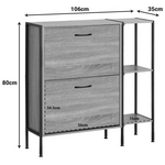 Παπουτσοθήκη Karleva Pakoworld 12 Θέσεων σε oak Απόχρωση με Μαύρο Μέταλλο 88x24x87εκ