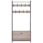 Έπιπλο Εισόδου Ventoria Pakoworld σε oak Απόχρωση με Μαύρο Μέταλλο 84x30x182εκ