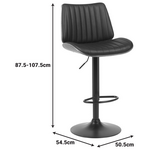 Σκαμπό Μπαρ Amani Pakoworld Μαύρο pu-Μαύρη Βάση 50.5x54x87.5-107.5εκ