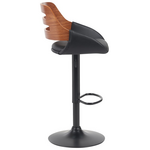 Σκαμπό Μπαρ Fern Pakoworld Πτυσσόμενο Μαύρο pu- Ξύλο Καρυδί - Μέταλλο Μαύρο 50x48.5x89-110.5εκ