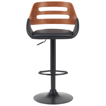 Σκαμπό Μπαρ Fern Pakoworld Πτυσσόμενο Μαύρο pu- Ξύλο Καρυδί - Μέταλλο Μαύρο 50x48.5x89-110.5εκ