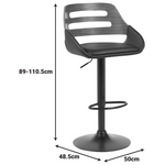 Σκαμπό Μπαρ Fern Pakoworld Πτυσσόμενο Μαύρο pu- Ξύλο Καρυδί - Μέταλλο Μαύρο 50x48.5x89-110.5εκ