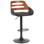 Σκαμπό Μπαρ Fern Pakoworld Πτυσσόμενο Μαύρο pu- Ξύλο Καρυδί - Μέταλλο Μαύρο 50x48.5x89-110.5εκ