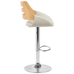 Σκαμπό Μπαρ Fern Pakoworld Πτυσσόμενο Μπεζ pu- Ξύλο Γκρι - Μέταλλο Χρωμίου 50x48.5x89-110.5εκ