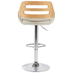 Σκαμπό Μπαρ Fern Pakoworld Πτυσσόμενο Μπεζ pu- Ξύλο Γκρι - Μέταλλο Χρωμίου 50x48.5x89-110.5εκ