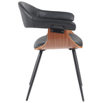 Πολυθρόνα Austen Pakoworld pu Μαύρο-Ξύλο Καρυδί-Μέταλλο Μαύρο 58x55x77εκ