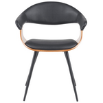 Πολυθρόνα Austen Pakoworld pu Μαύρο-Ξύλο Καρυδί-Μέταλλο Μαύρο 58x55x77εκ