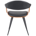 Πολυθρόνα Austen Pakoworld pu Μαύρο-Ξύλο Καρυδί-Μέταλλο Μαύρο 58x55x77εκ