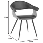 Πολυθρόνα Austen Pakoworld pu Μαύρο-Ξύλο Καρυδί-Μέταλλο Μαύρο 58x55x77εκ