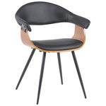 Πολυθρόνα Austen Pakoworld pu Μαύρο-Ξύλο Καρυδί-Μέταλλο Μαύρο 58x55x77εκ