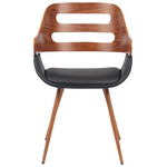 Πολυθρόνα Fern Pakoworld pu Μαύρο-Ξύλο Καρυδί Απόχρωση 52x59x80εκ