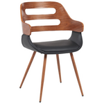 Πολυθρόνα Fern Pakoworld pu Μαύρο-Ξύλο Καρυδί Απόχρωση 52x59x80εκ