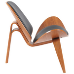 Πολυθρόνα Vilma Pakoworld pu Μαύρο- Plywood Καρυδί 90x76.5x74.5εκ