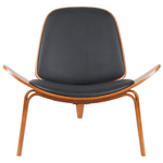 Πολυθρόνα Vilma Pakoworld pu Μαύρο- Plywood Καρυδί 90x76.5x74.5εκ