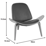 Πολυθρόνα Vilma Pakoworld pu Μαύρο- Plywood Καρυδί 90x76.5x74.5εκ