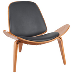 Πολυθρόνα Vilma Pakoworld pu Μαύρο- Plywood Καρυδί 90x76.5x74.5εκ