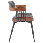 Πολυθρόνα Cameo Pakoworld Μέταλλο Μαύρο-Καρυδί Ξύλο-Ανθρακί Ύφασμα 53x49.5x75.5εκ