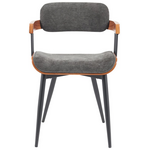 Πολυθρόνα Cameo Pakoworld Μέταλλο Μαύρο-Καρυδί Ξύλο-Ανθρακί Ύφασμα 53x49.5x75.5εκ