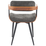 Πολυθρόνα Cameo Pakoworld Μέταλλο Μαύρο-Καρυδί Ξύλο-Ανθρακί Ύφασμα 53x49.5x75.5εκ