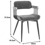 Πολυθρόνα Cameo Pakoworld Μέταλλο Μαύρο-Καρυδί Ξύλο-Ανθρακί Ύφασμα 53x49.5x75.5εκ