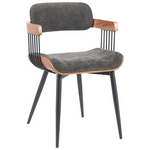 Πολυθρόνα Cameo Pakoworld Μέταλλο Μαύρο-Καρυδί Ξύλο-Ανθρακί Ύφασμα 53x49.5x75.5εκ