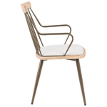 Πολυθρόνα Posse Pakoworld Μέταλλο Μπρονζέ-White Wash Ξύλο-Μπεζ Ύφασμα 52x59x83εκ