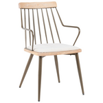 Πολυθρόνα Posse Pakoworld Μέταλλο Μπρονζέ-White Wash Ξύλο-Μπεζ Ύφασμα 52x59x83εκ