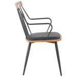 Πολυθρόνα Posse Pakoworld Μέταλλο Μαύρο-Καρυδί Ξύλο-Μαύρο pu 52x59x83εκ