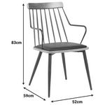 Πολυθρόνα Posse Pakoworld Μέταλλο Μαύρο-Καρυδί Ξύλο-Μαύρο pu 52x59x83εκ