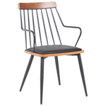 Πολυθρόνα Posse Pakoworld Μέταλλο Μαύρο-Καρυδί Ξύλο-Μαύρο pu 52x59x83εκ