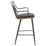 Σκαμπό Μπαρ Posse Pakoworld Μέταλλο Μαύρο-Καρυδί Ξύλο-Μαύρο pu 48x54x92.5εκ