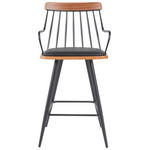 Σκαμπό Μπαρ Posse Pakoworld Μέταλλο Μαύρο-Καρυδί Ξύλο-Μαύρο pu 48x54x92.5εκ