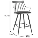 Σκαμπό Μπαρ Posse Pakoworld Μέταλλο Μαύρο-Καρυδί Ξύλο-Μαύρο pu 48x54x92.5εκ