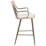 Σκαμπό Μπαρ Posse Pakoworld Μέταλλο Μπρονζε-White Wash Ξύλο-Μπεζ Ύφασμα 48x54x92.5εκ