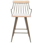 Σκαμπό Μπαρ Posse Pakoworld Μέταλλο Μπρονζε-White Wash Ξύλο-Μπεζ Ύφασμα 48x54x92.5εκ