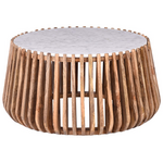 Τραπέζι Σαλονιού Mable Pakoworld Mango Ξύλο σε Φυσική Απόχρωση με Επιφάνεια Μαρμάρου Φ80x45εκ