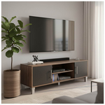 Έπιπλο Τηλεόρασης Serank Pakoworld σε oak-Ανθρακί Απόχρωση 120x40x40εκ