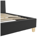 Κρεβάτι Mago Pakoworld Ύφασμα σε Ανθρακί Απόχρωση με Ξύλινο Πόδι 160x200εκ