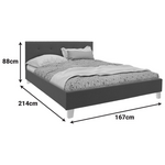 Κρεβάτι Mago Pakoworld Ύφασμα σε Ανθρακί Απόχρωση με Ξύλινο Πόδι 160x200εκ