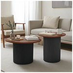 Tραπέζια Σαλονιού Dovel Pakoworld mdf σετ 2τεμ. Καρυδι-Μαύρο