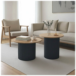 Tραπέζια Σαλονιού Dovel Pakoworld mdf σετ 2τεμ. Sonoma-Μαύρο