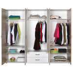 Ντουλάπα Ρούχων Dormie Pakoworld Εξάφυλλη με Συρτάρια σε Λευκή Απόχρωση 206x52x213εκ