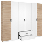 Ντουλάπα Ρούχων Dormie Pakoworld Εξάφυλλη με Συρτάρια σε Λευκή Απόχρωση 206x52x213εκ