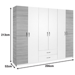 Ντουλάπα Ρούχων Dormie Pakoworld Εξάφυλλη με Συρτάρια σε Λευκή Απόχρωση 206x52x213εκ