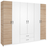 Ντουλάπα Ρούχων Dormie Pakoworld Εξάφυλλη με Συρτάρια σε Λευκή Απόχρωση 206x52x213εκ