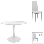 Τραπεζαρία Balou-Parker Pakoworld σετ 5τεμ Λευκό Φ120x73εκ