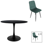 Τραπεζαρία Balou-Grato Pakoworld σετ 5τεμ Μαύρο-Κυπαρισσί Φ120x73εκ